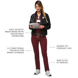 FIGS I YOLA I Medium I Burgundy Skinny Scrub Pants for Women